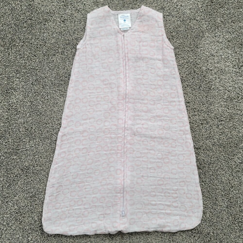 Halo Sleep Sack White with pink Circles  Newborn -6 months